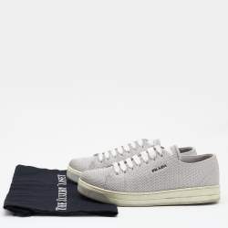 Pre Owned Prada Sport Silver Fabric Low Top Sneakers Size 39