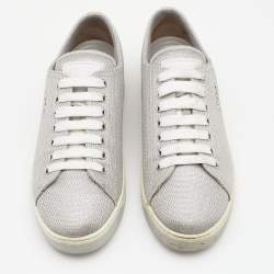 Pre Owned Prada Sport Silver Fabric Low Top Sneakers Size 39