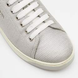 Pre Owned Prada Sport Silver Fabric Low Top Sneakers Size 39