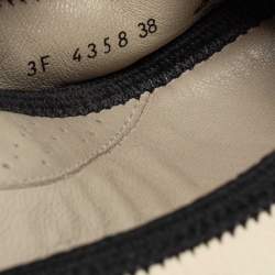 Pre Owned Prada Sport Off White/Black Leather And Patent Leather Cap Toe Scrunch Ballet Flats Size 38