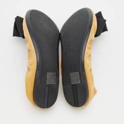 Pre Owned Prada Sport Mustard Patent Leather Bow Scrunch Ballet Flats Size 38