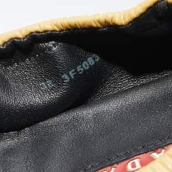 Pre Owned Prada Sport Mustard Patent Leather Bow Scrunch Ballet Flats Size 38