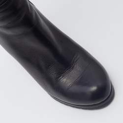 Pre Owned Prada Sport Black Leather Knee Length Wedge Boots Size 37.5