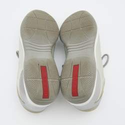 Pre Owned Prada Sport Silver/Grey Leather And Nylon Low Top Sneakers Size 38