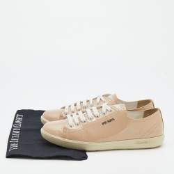 Prada Sport Light Beige Patent Leather Low Top Sneakers Size 40