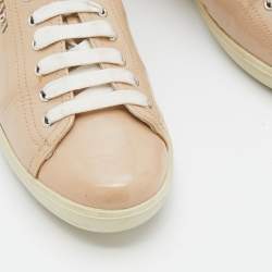 Prada Sport Light Beige Patent Leather Low Top Sneakers Size 40