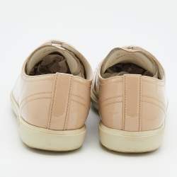 Prada Sport Light Beige Patent Leather Low Top Sneakers Size 40