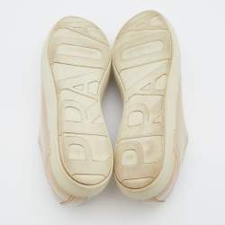 Prada Sport Light Beige Patent Leather Low Top Sneakers Size 40