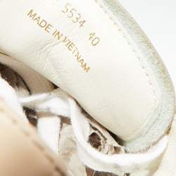Prada Sport Light Beige Patent Leather Low Top Sneakers Size 40