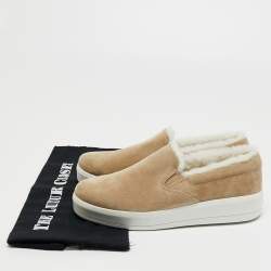 Prada Sport Beige/White Suede and Shearling slip-on Sneakers Size 37