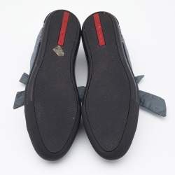 Pre Owned Prada Sport Silver Glitter and Leather Cap Toe Low Top Sneakers Size 38