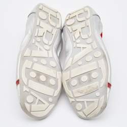 Pre Owned Prada Sport Metallic Silver Leather Scrunch Ballet Flats Size 38