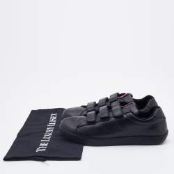 Pre Owned Prada Sport Black Leather Velcro Low Top Sneakers Size 35