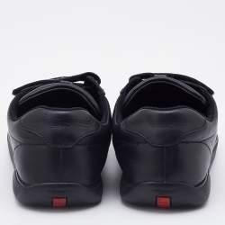 Pre Owned Prada Sport Black Leather Velcro Low Top Sneakers Size 35