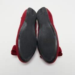 Pre Owned Prada Sport Red Suede Bow Ballet Flats Size 39