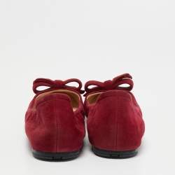 Pre Owned Prada Sport Red Suede Bow Ballet Flats Size 39