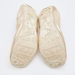 Pre Owned Prada Sport Gold Leather Bow Scrunch Ballet Flats Size 39