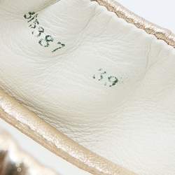 Pre Owned Prada Sport Gold Leather Bow Scrunch Ballet Flats Size 39