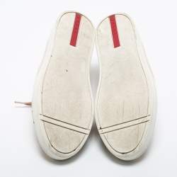 Pre Owned Prada Sport Beige Patent Leather Lace Up Sneakers Size 40