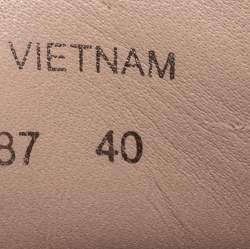 Pre Owned Prada Sport Beige Patent Leather Lace Up Sneakers Size 40