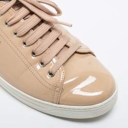 Pre Owned Prada Sport Beige Patent Leather Lace Up Sneakers Size 40