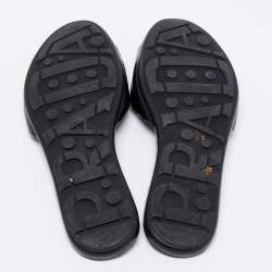 Pre Owned Prada Sport Black Patent Leather Bow Flat Slides Size 38.5