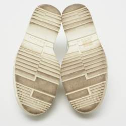 Pre Owned Prada Sport White/Silver Brogue Leather Slip On Sneakers Size 39.5