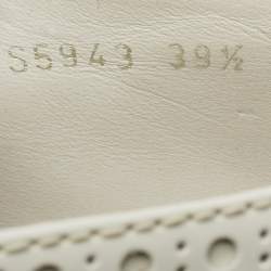 Pre Owned Prada Sport White/Silver Brogue Leather Slip On Sneakers Size 39.5