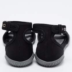 Pre Owned Prada Sport Black Canvas Ankle Strap Flats Size 39.5
