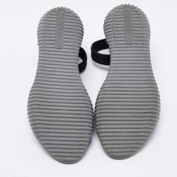 Pre Owned Prada Sport Black Canvas Ankle Strap Flats Size 39.5