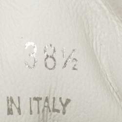 Pre Owned Prada Sport Metallic Silver Leather Low Top Sneakers Size 38.5