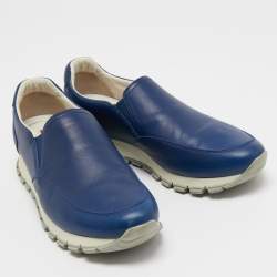 Pre Owned Prada Sport Navy Blue Leather Slip On Sneakers Size 39.5