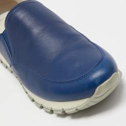 Pre Owned Prada Sport Navy Blue Leather Slip On Sneakers Size 39.5