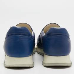 Pre Owned Prada Sport Navy Blue Leather Slip On Sneakers Size 39.5