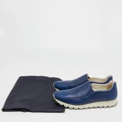 Pre Owned Prada Sport Navy Blue Leather Slip On Sneakers Size 39.5