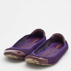 Pre Owned Prada Sport Purple/Brown Mesh and Patent Leather Ballet Flats Size 37