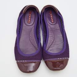 Pre Owned Prada Sport Purple/Brown Mesh and Patent Leather Ballet Flats Size 37