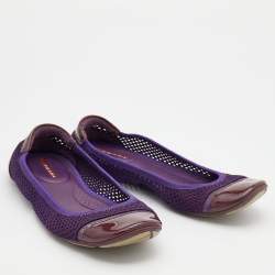 Pre Owned Prada Sport Purple/Brown Mesh and Patent Leather Ballet Flats Size 37