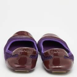Pre Owned Prada Sport Purple/Brown Mesh and Patent Leather Ballet Flats Size 37