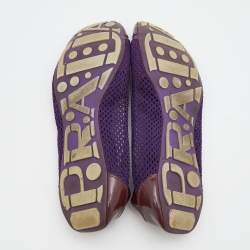 Pre Owned Prada Sport Purple/Brown Mesh and Patent Leather Ballet Flats Size 37