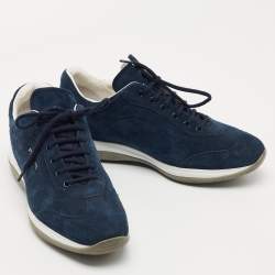 Pre Owned Prada Sport Navy Blue Suede Low Top Sneakers Size 39