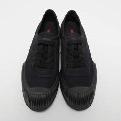 Prada Sport Black Canvas and Rubber Low Top Sneakers Size 37.5
