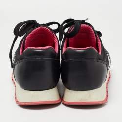 Pre Owned Prada Sport Black Leather and Canvas Low Top Sneakers Size 36