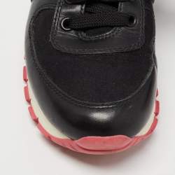 Pre Owned Prada Sport Black Leather and Canvas Low Top Sneakers Size 36