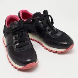 Pre Owned Prada Sport Black Leather and Canvas Low Top Sneakers Size 36