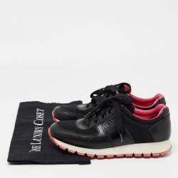 Pre Owned Prada Sport Black Leather and Canvas Low Top Sneakers Size 36