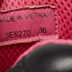 Pre Owned Prada Sport Black Leather and Canvas Low Top Sneakers Size 36