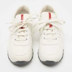 Pre Owned Prada Sport Off White Canvas Low Top Sneakers Size 36.5