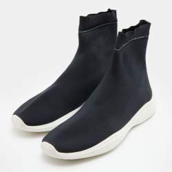 Prada Sport Black Stretch Knit Slip On Sneakers Size 38