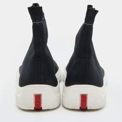 Prada Sport Black Stretch Knit Slip On Sneakers Size 38
